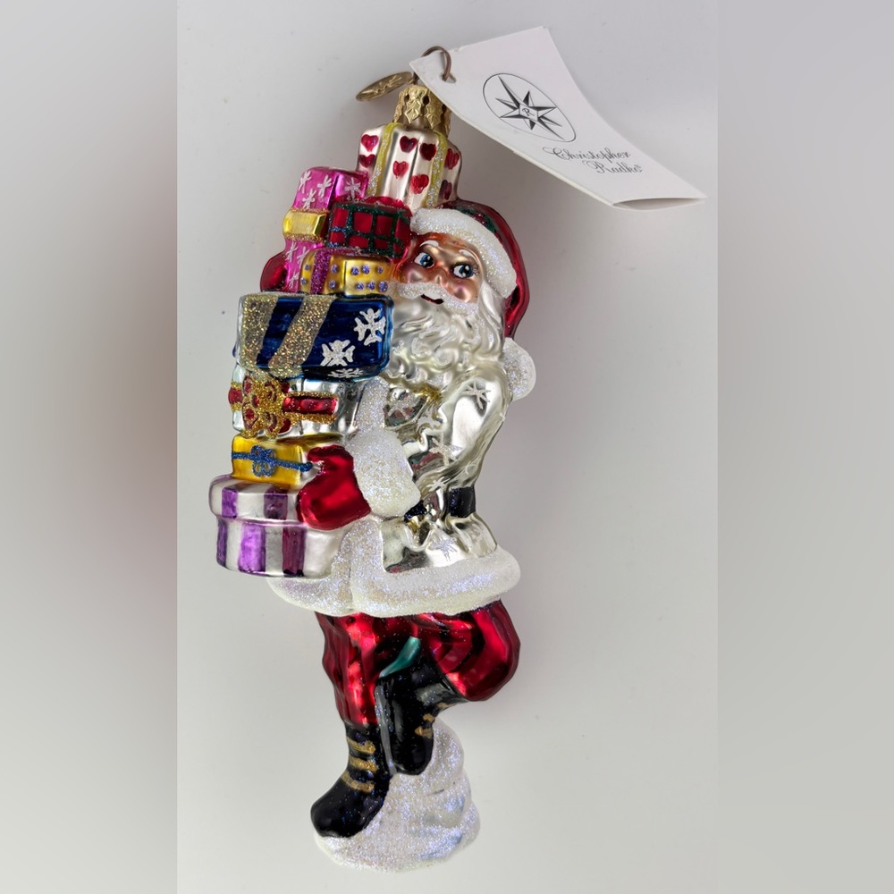 Christopher Radko 6” Ornament Last Minute Shopper Santa w/ Gifts